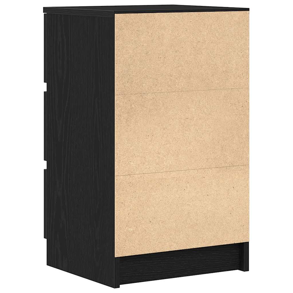 Bedside Cabinet with 3 Drawers Black 39x35x65 cm